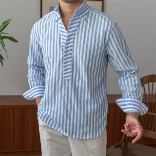 Breathable Seersucker Striped Long-sleeved Shirt Phosgene