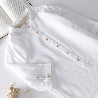 Summer Cropped Sleeves Cotton Linen Linen Shirt For Men Phosgene