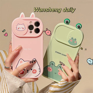 Super Cute Cartoon Cute Little Animal Push And Pull Lens Mobile Phone Case - Phosgene