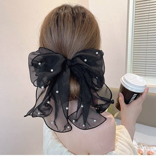 Big Lace White High-grade Hair Accessories Female Back Head Spring Clip Headdress - Phosgene