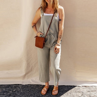 Solid Color Camisole Jumpsuit Loose Sleeveless - Phosgene