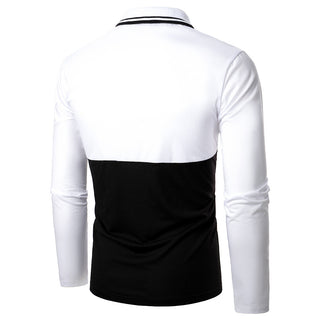 Men's POLO Shirt Two-color Stitching Cowhide Phosgene