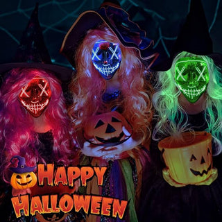 3-Mode LED Mask Neon Stitches Costume Halloween Purge Cosplay Light Up Glow Wire - Phosgene