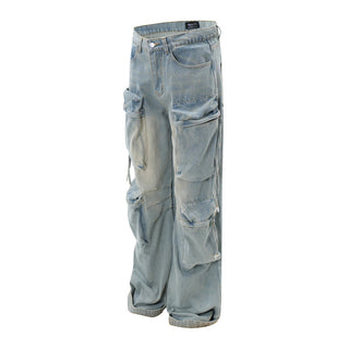 Men's Zipper Overalls Denim Trousers Phosgene