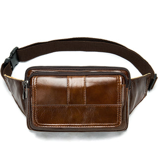 Men's First Layer Cowhide Outdoor One Shoulder Crossbody Waist Bag - Phosgene