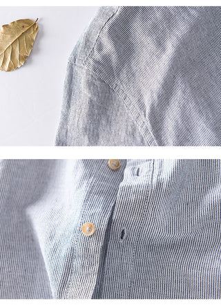 Summer Cropped Sleeves Cotton Linen Linen Shirt For Men Phosgene