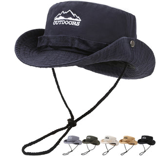 Summer Outdoor Mountaineering Slub Cotton Sun-proof Bucket Hat - Phosgene