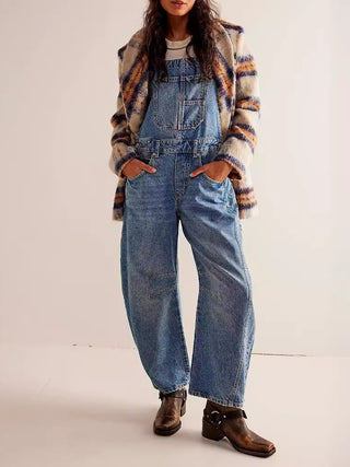 Casual Loose Denim Overalls - Phosgene