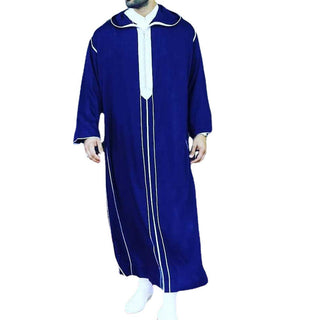 Fashion Casual Men's Dark Blue Stand Collar Robe - Phosgene