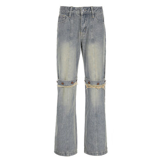 Women's Washed And Worn Straight Jeans Phosgene