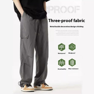 Three-proof Outdoor Splicing Metal Buckle Casual Straight-leg Exercise Casual Pants Phosgene