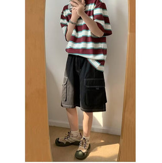 Men's Summer Japanese Vintage Stripe T-shirt Phosgene