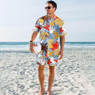 Men's Beach Digital Printed Shorts Shirt Inner Mesh Suit Phosgene