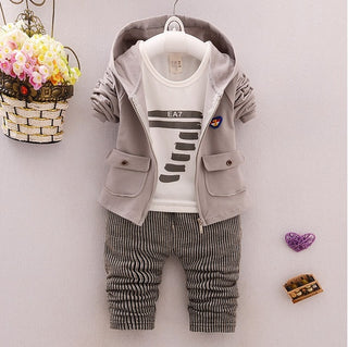 spring and autumn new boys and girls zipper striped trousers suit children's suit - Phosgene