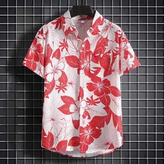 Men's Stylish Beach Flowers Half Sleeve Shirt Phosgene