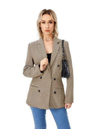 European And American Style Women's New Plaid Double-breasted Coat - Phosgene