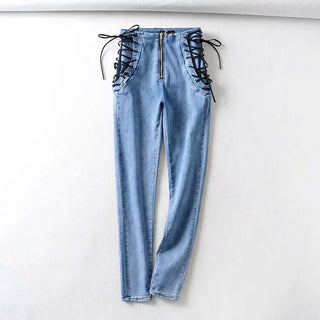 Double tie rope high waist jeans - Phosgene