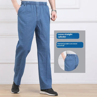 Middle-aged And Elderly Men's Casual Loose High Waist Jeans Phosgene