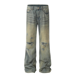 Heavy Industry Washing Hole Denim Trousers Men Phosgene