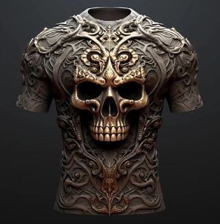 Men's 3D Skull Pattern European Hip Hop Trendy 3D Printed T-shirt Phosgene