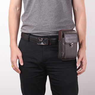 Horizontal And Vertical Leather Belt Mobile Phone Bag - Phosgene