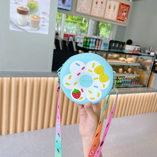 Silicone Children's Change Portable Crossbody Fruit Donut Shoulder Bag - Phosgene