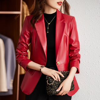 Women's Slim Skinny Leather Jacket Coat - Phosgene