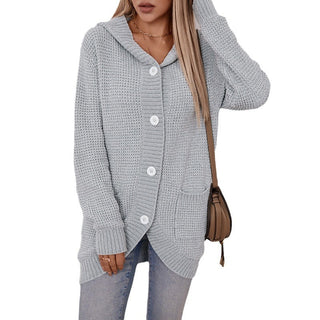 Women's Knitwear Hooded Loose Mid-length Sweater - Phosgene