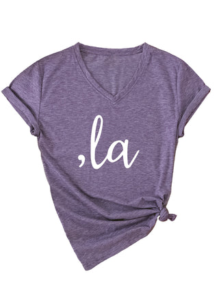 Letter V-neck T-shirt Simple Women - Phosgene