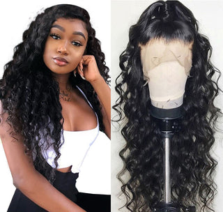 Chemical fiber front lace black small curly wig - Phosgene