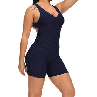 Beautiful Back Breathable Waist And Hip Lift Tight Three-point Jumpsuit - Phosgene