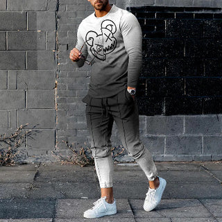 Round Neck Long Sleeve T-shirt Trousers Suit Men Phosgene