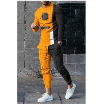 European And American Multi-color Long Sleeve Casual Sports Men Suit Phosgene