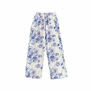 Tie-dyed Floral Wide-leg Pants Women Loose And Casual Mopping The Floor - Phosgene