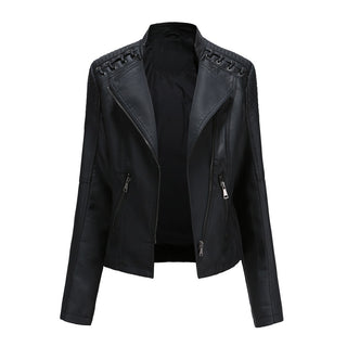 Slim Fit Thin Leather Coat Women's Motorcycle Clothing - Phosgene