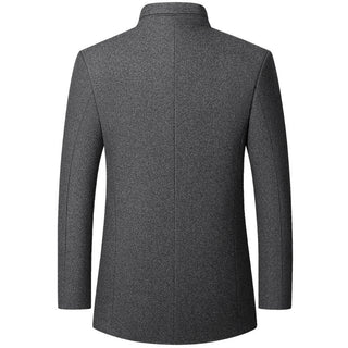 Standing Collar Middle-aged Men's Woolen Jacket Men's Zhongshan Suit - Phosgene