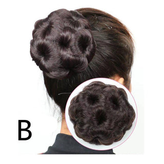 High Temperature Silk Wig Hair Ring, Hair Bun, Nine Flower Ball Head Bridal Costume Plate - Phosgene