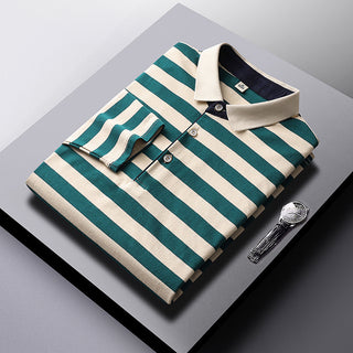 Men's Long-sleeved T-shirt Striped Tb Cotton Lapel Phosgene