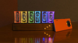 Modern Digital Nixie Tube Clock 6-tubes Night Light Bedroom Desktop Clock Phosgene