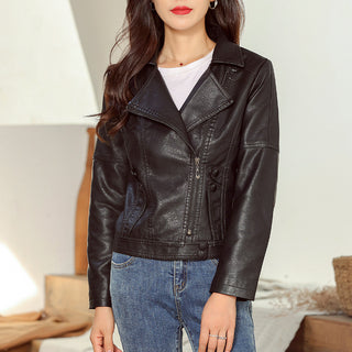 New Fashion Simple Trendy Short Leather Jacket Women - Phosgene