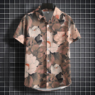 Men's Stylish Beach Flowers Half Sleeve Shirt Phosgene