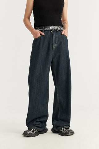 Summer Primary Color Loose Street Wide Leg Jeans Phosgene