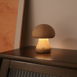 INS Wooden Cute Mushroom LED Night Light With Touch Switch  Bedside Table Lamp For Bedroom Childrens Room Sleeping Night Lamps Home Decor - Phosgene