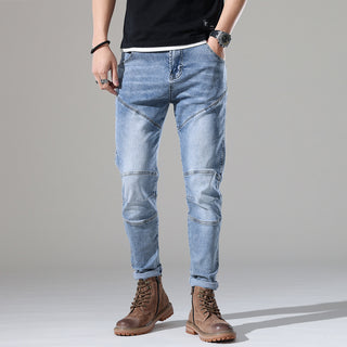 Men's Light-colored Elastic Stitching Embroidered Jeans Phosgene