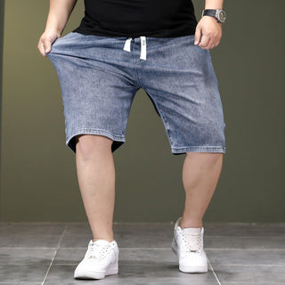 Summer Thin Plus Size Elastic Waist Denim Shorts Men - Phosgene