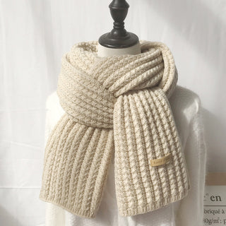 Men's And Women's Solid Colour Woollen Long Warm Knitted Scarf - Phosgene