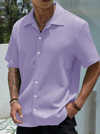 Men's Solid Color Short Sleeve Shirt Casual Phosgene