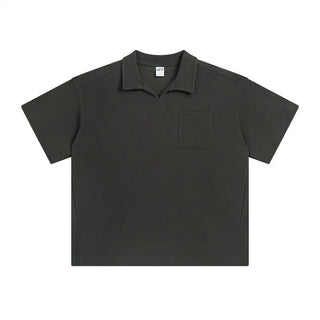 American Casual Simple Lapel Short Sleeve Phosgene