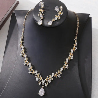 Bridal Rhinestone Zircon Earring Necklace Phosgene