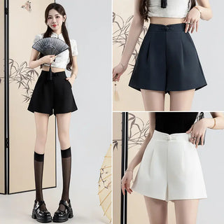 Buckle High Waisted Casual Wide Leg Shorts Phosgene